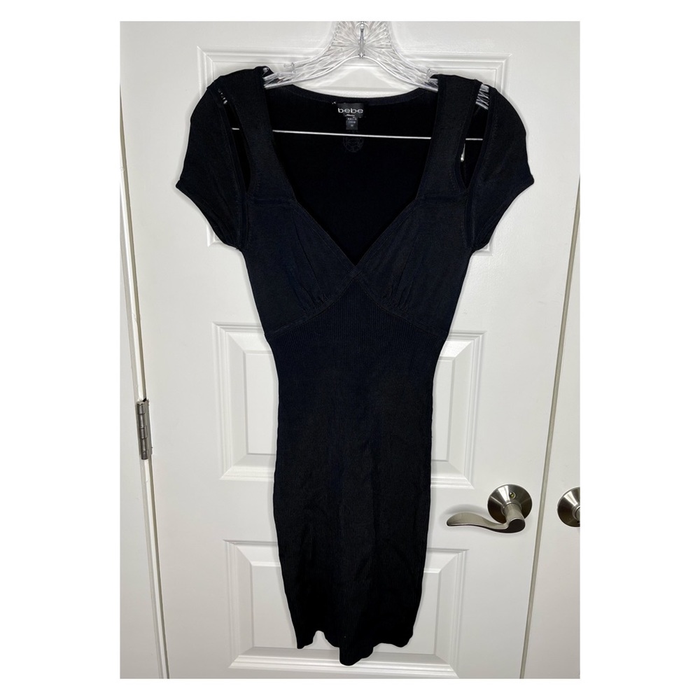 Black body con dress with shoulder cut outs
